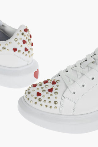 LOVE Studded Leather Lace-up Sneakers