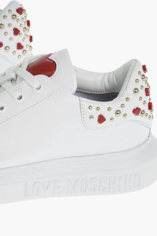 LOVE Studded Leather Lace-up Sneakers