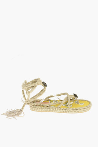 Jewel Detail Rope Thong Sandals