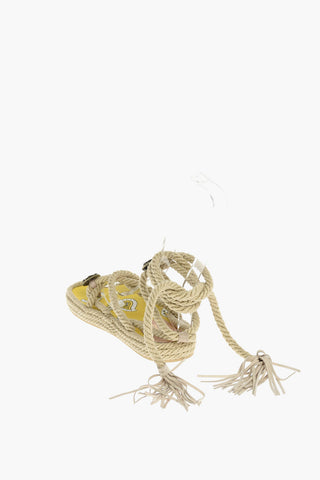 Jewel Detail Rope Thong Sandals
