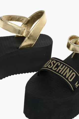 COUTURE! Logo Band Lamè Leather Platform Sandals