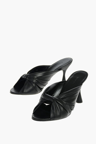 Spool Heel DRAPY Leather Mules 8cm