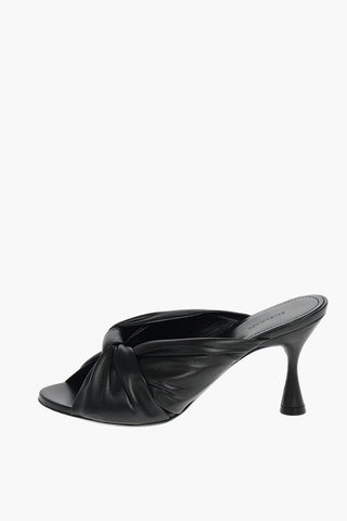 Spool Heel DRAPY Leather Mules 8cm