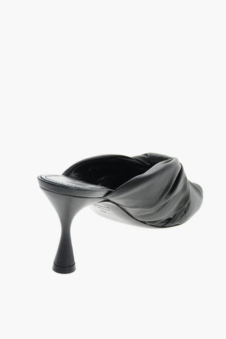 Spool Heel DRAPY Leather Mules 8cm