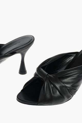 Spool Heel DRAPY Leather Mules 8cm