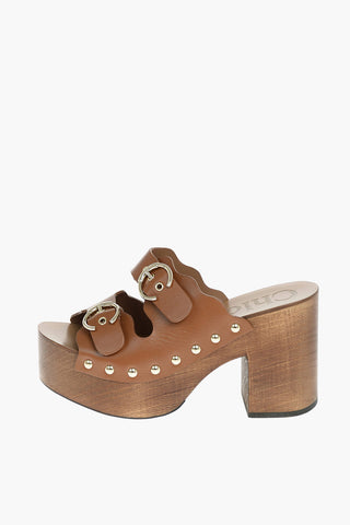 Wood Heel LAUREN Leather Clogs