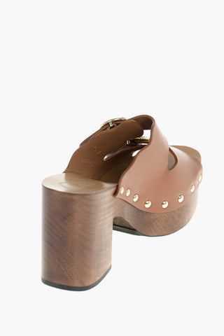 Wood Heel LAUREN Leather Clogs