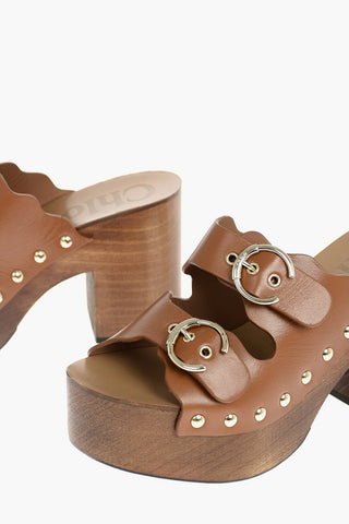 Wood Heel LAUREN Leather Clogs