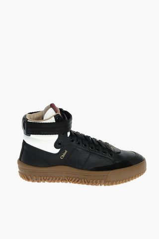 Sneakers Bicolore in Pelle con Chiusura in Velcro alla Caviglia