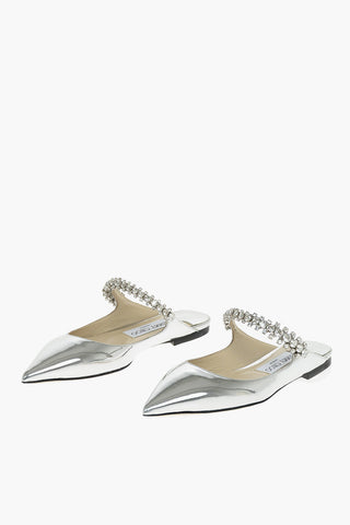Jewel Detail BING Lamè Leather Flat Mules