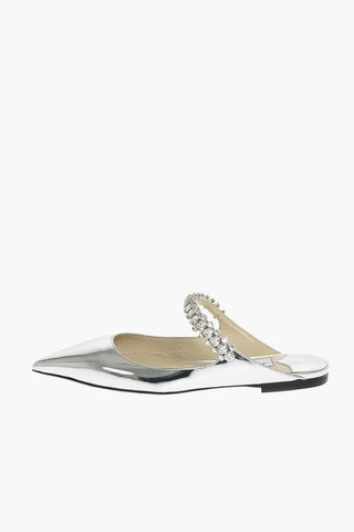 Jewel Detail BING Lamè Leather Flat Mules