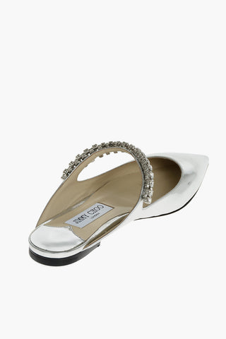 Jewel Detail BING Lamè Leather Flat Mules