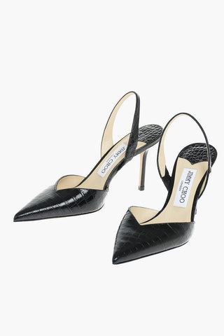 Slingbacks THANDI in Pelle Stampa Croco 8cm
