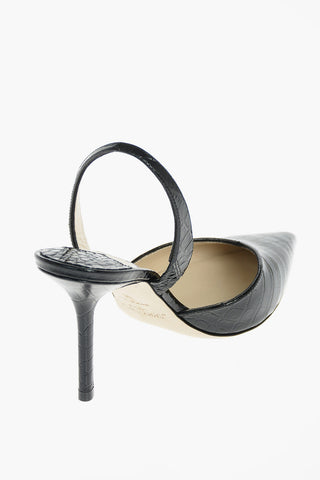 Slingbacks THANDI in Pelle Stampa Croco 8cm