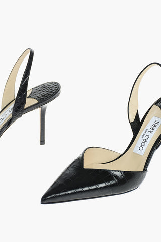 Slingbacks THANDI in Pelle Stampa Croco 8cm