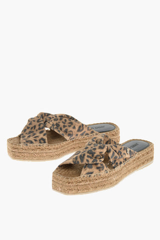 Raffia Sole DAJA Animal Patterned Suede Platform Slippers