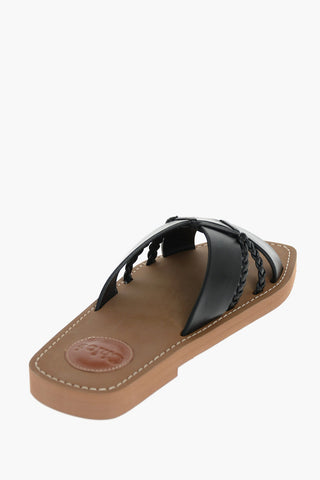 Leather SLIDES Criss Cross Slippers