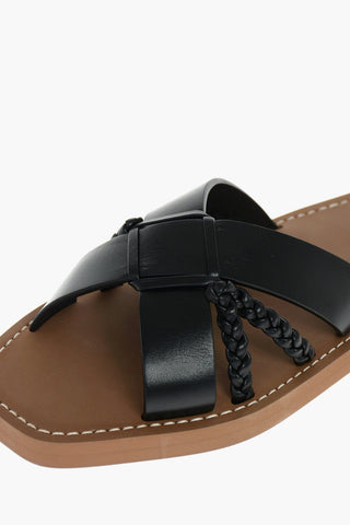 Leather SLIDES Criss Cross Slippers