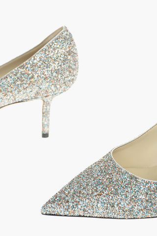 Stiletto Heel LOVE Glittery Pumps 7cm