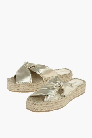 Raffia Sole DAJA Lamè Leather Platform Slippers
