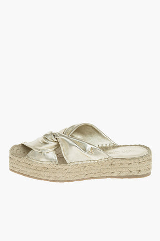 Raffia Sole DAJA Lamè Leather Platform Slippers