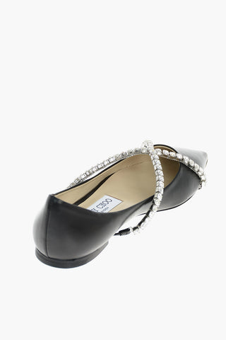 Criss Cross Jewel Strap GENEVI Leather Ballet Flats