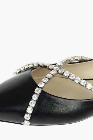 Criss Cross Jewel Strap GENEVI Leather Ballet Flats