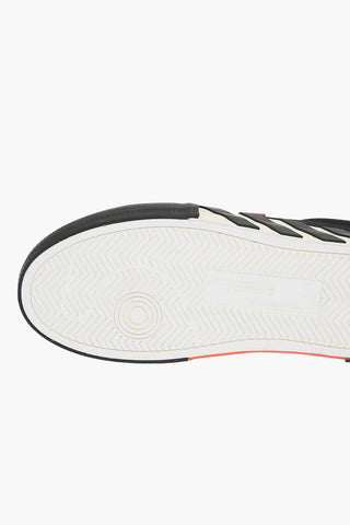 leather and fabric LOW VULCANIZED sneakers