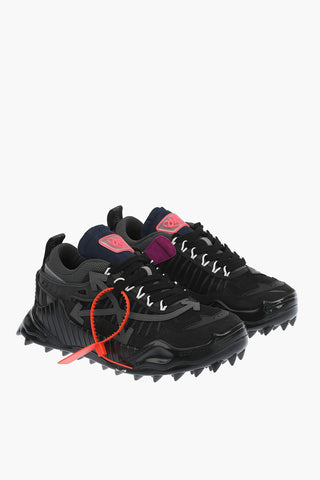 leather and fabric ODSY-1000 sneakers with ridged sole