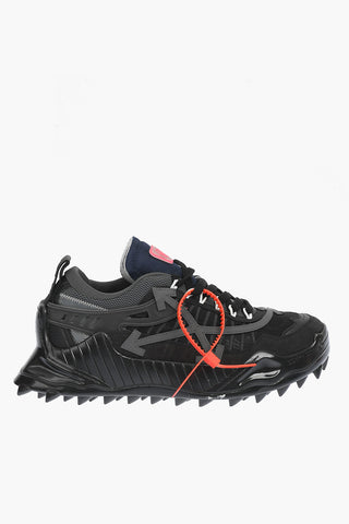 leather and fabric ODSY-1000 sneakers with ridged sole