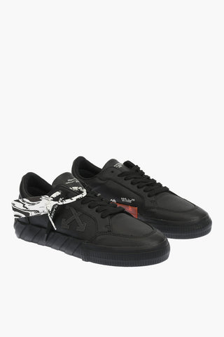 textured leather LOW VULCANIZED sneakers with contrasting details