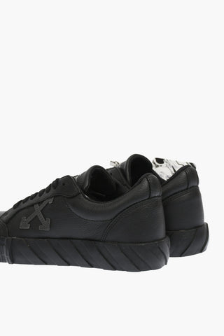 textured leather LOW VULCANIZED sneakers with contrasting details