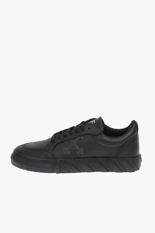 textured leather LOW VULCANIZED sneakers with contrasting details