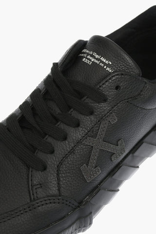 textured leather LOW VULCANIZED sneakers with contrasting details