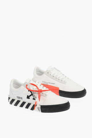 canvas VULCANISED STRIPED low-top sneakers with suede details
