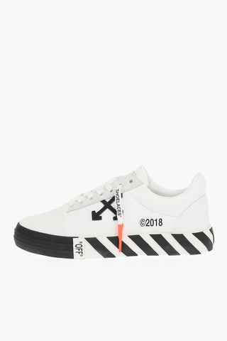 canvas VULCANISED STRIPED low-top sneakers with suede details