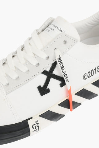 canvas VULCANISED STRIPED low-top sneakers with suede details