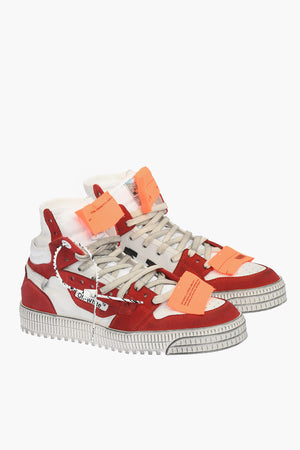 High-top 3.0 OFF COURT Leather and Fabric Sneakers with contrast details
