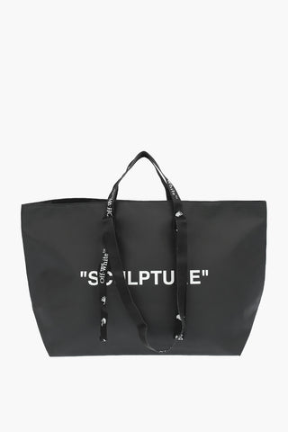 contrasting printed Pvc COMMERCIAL Maxi tote bag with logoed handle