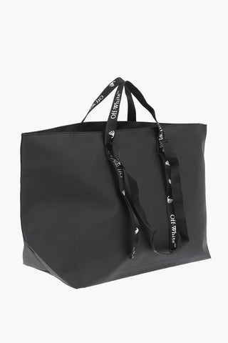 contrasting printed Pvc COMMERCIAL Maxi tote bag with logoed handle