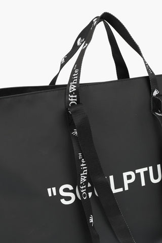 contrasting printed Pvc COMMERCIAL Maxi tote bag with logoed handle