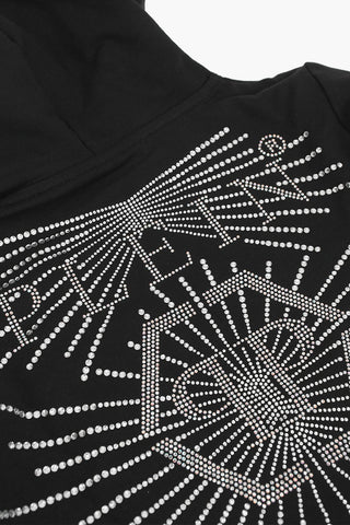 rhinestone embellished sweatshirt with hood
