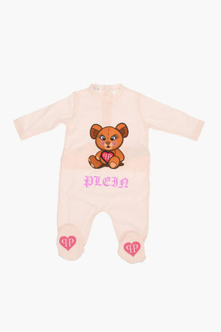 cotton logo embroidered bib beanie and body set