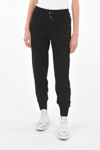 Joggers Paillettati in Misto Cotone Aran