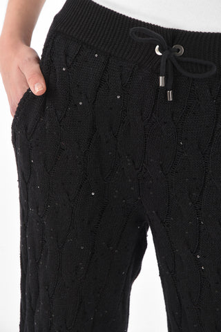 Joggers Paillettati in Misto Cotone Aran
