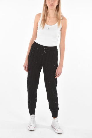 Joggers Paillettati in Misto Cotone Aran
