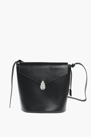 Visible Stitching LOCK Leather Bucket Bag