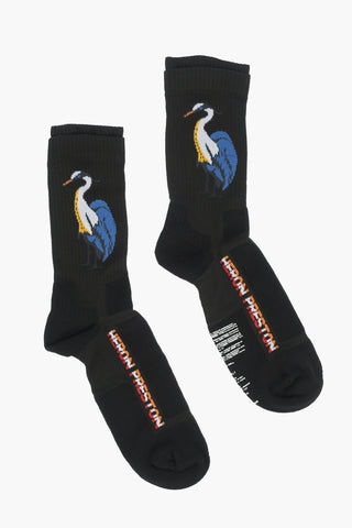 embroidered stretch socks