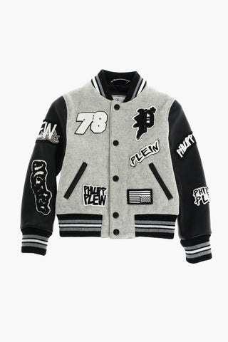 Leather 2 pockets Bomber with Patches