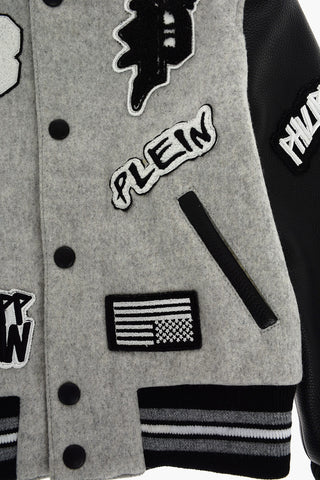 Leather 2 pockets Bomber with Patches